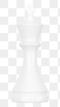 King png chess piece clipart, 3D white graphic on transparent background