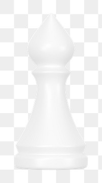 Bishop png chess piece clipart, 3D white graphic on transparent background