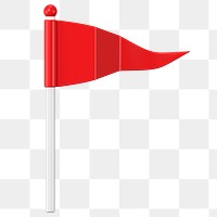 Red flag png clipart, 3D warning symbol on transparent background