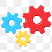 3D gears png clipart, business collaboration illustration on transparent background