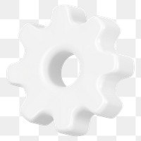 White gear png sticker, 3D business system on transparent background