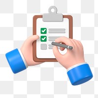3D checklist  png clipart, business evaluation illustration on transparent background