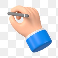 Businessman's hand png holding pencil, 3D illustration, transparent background