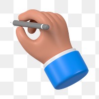 Businessman's hand png holding pencil, 3D illustration, transparent background