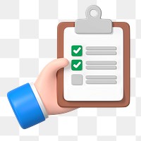 3D checklist  png clipart, business evaluation illustration on transparent background