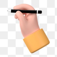 Hand png holding pen clipart, education 3D illustration