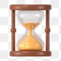 3D hourglass png clipart, time management concept on transparent background