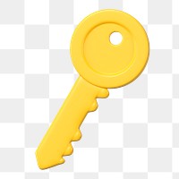 3D key png clipart, housing symbol on transparent background