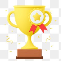 3D trophy png sticker, prize for 1st place on transparent background