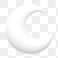 Crescent moon png icon sticker, 3D rendering, transparent background