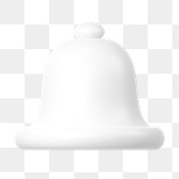 White bell png, notification icon sticker, 3D rendering, transparent background