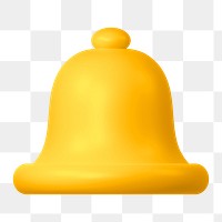 Bell, notification png icon sticker, 3D rendering, transparent background