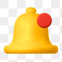 Bell, notification png icon sticker, 3D rendering, transparent background