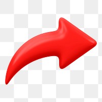Red arrow png icon sticker, 3D rendering, transparent background