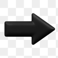 Black arrow png icon sticker, 3D rendering, transparent background