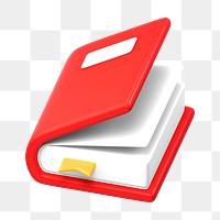 Red book, education png icon sticker, 3D rendering, transparent background