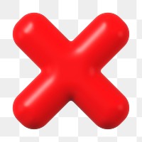 X mark png icon sticker, 3D rendering, transparent background