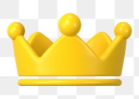 Crown ranking png icon sticker, 3D rendering, transparent background