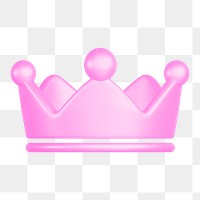 Pink crown ranking png icon sticker, 3D rendering, transparent background