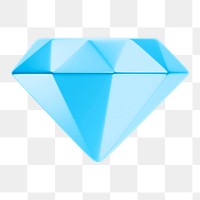 Diamond png icon sticker, 3D rendering, transparent background