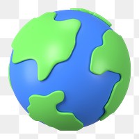 Globe, environment png icon sticker, 3D rendering, transparent background