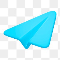 Paper plane png icon sticker, 3D rendering, transparent background