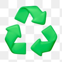 Green recycle, environment png icon sticker, 3D rendering, transparent background