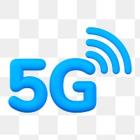 5G icon png sticker, 3D rendering graphic, transparent background