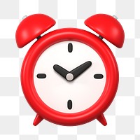 Alarm clock icon  png sticker, 3D rendering illustration, transparent background