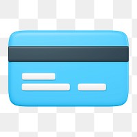 Credit card icon  png sticker, 3D rendering illustration, transparent background