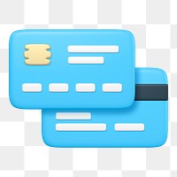 Credit card icon  png sticker, 3D rendering illustration, transparent background