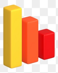 Bar charts icon  png sticker, 3D rendering illustration, transparent background