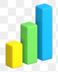 Bar charts icon  png sticker, 3D rendering illustration, transparent background