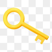 Key icon  png sticker, 3D rendering illustration, transparent background