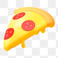 Pizza icon  png sticker, 3D rendering illustration, transparent background