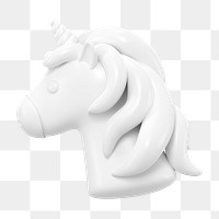 Unicorn icon  png sticker, 3D minimal illustration, transparent background