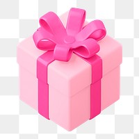 Png pink gift sticker, 3D rendering, transparent background