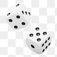 Png dice sticker, 3D rendering, transparent background