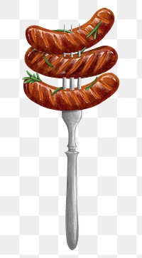 Grilled sausages bbq png sticker, food illustration, transparent background