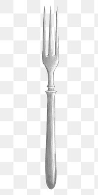 Silver grill fork png sticker, kitchenware illustration, transparent background