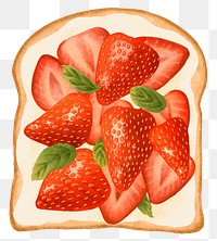 Strawberry png cream cheese toast, breakfast food, transparent background