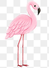 Flamingo png sticker, cute animal illustration, transparent background