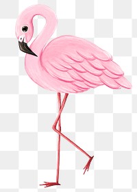 Flamingo png sticker, cute animal illustration, transparent background