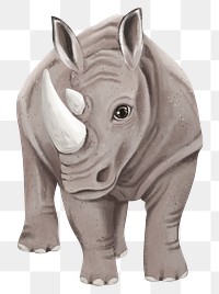 Rhino png sticker, cute animal illustration, transparent background