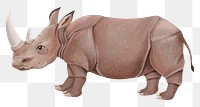 Rhino png sticker, cute animal illustration, transparent background