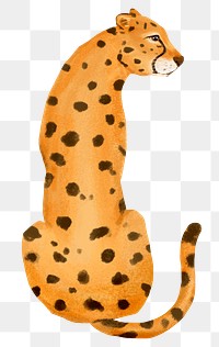 Cheetah png sticker, cute animal illustration, transparent background