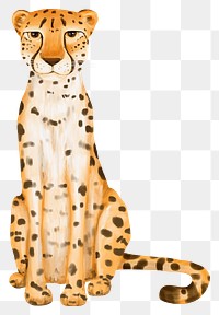 Cheetah png sticker, cute animal illustration, transparent background