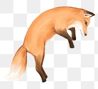 Jumping fox png sticker, cute animal illustration, transparent background