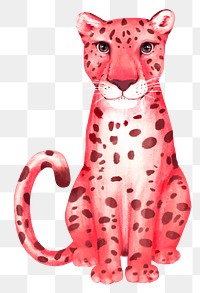 Pink cheetah png sticker, cute animal illustration, transparent background