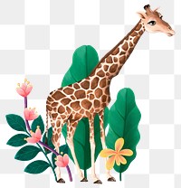 Giraffe wildlife png sticker, cute animal illustration, transparent background